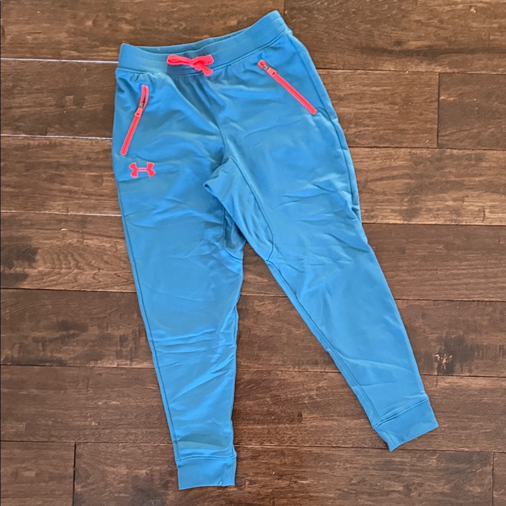 Under Armour Kids Blue Joggers with Pink Accents